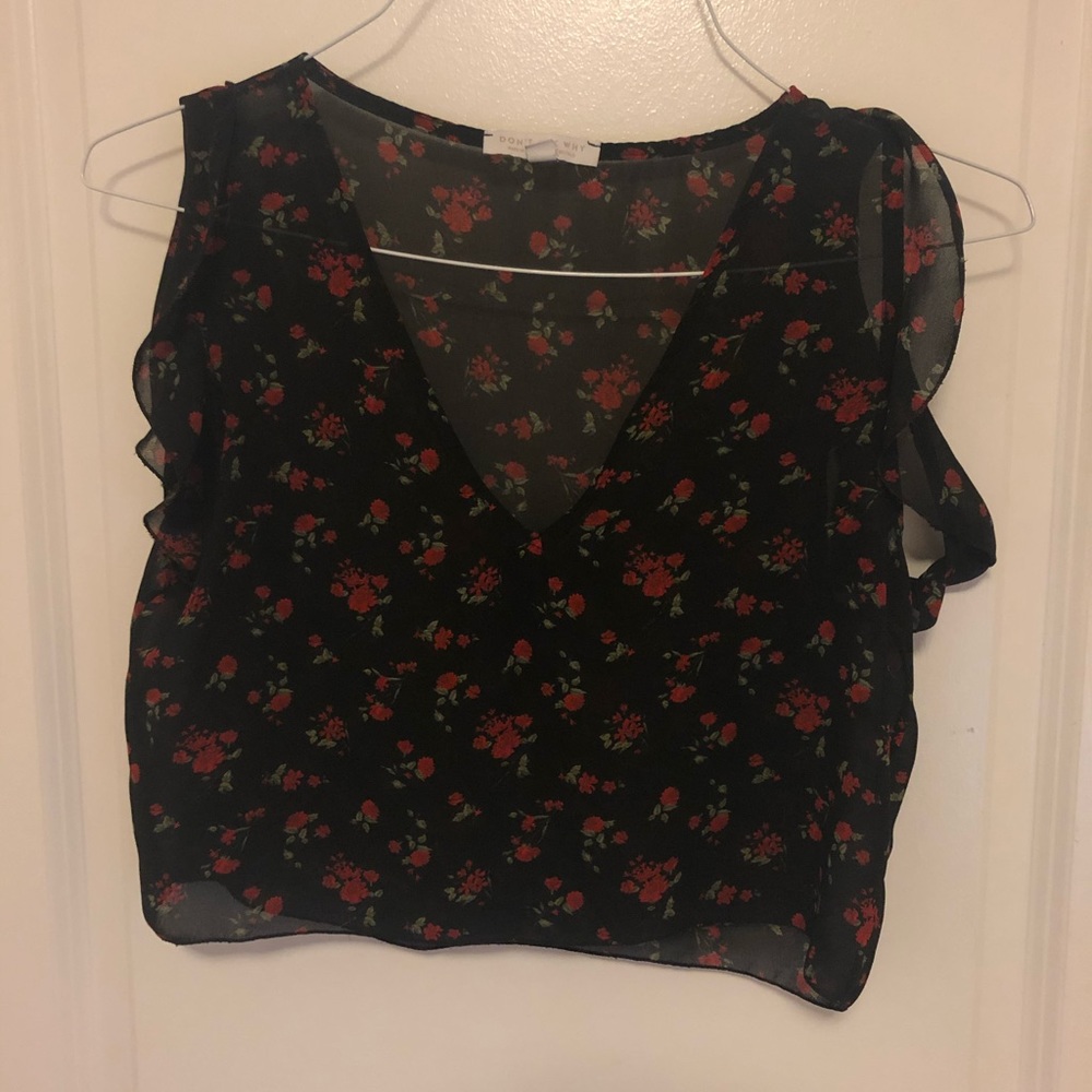 Cute see through black with roses shirt